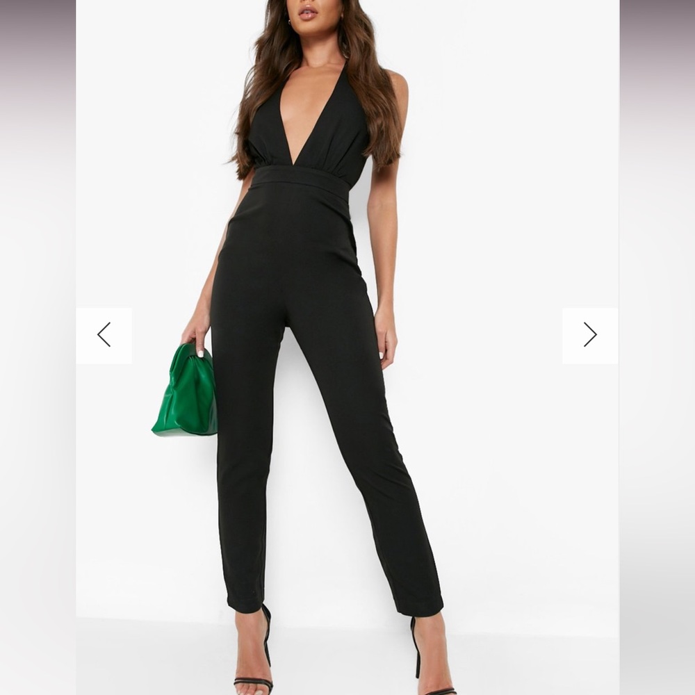 Urban Outfitters Black Plunge Neck Sleeveless Jumpsuit - NWOT